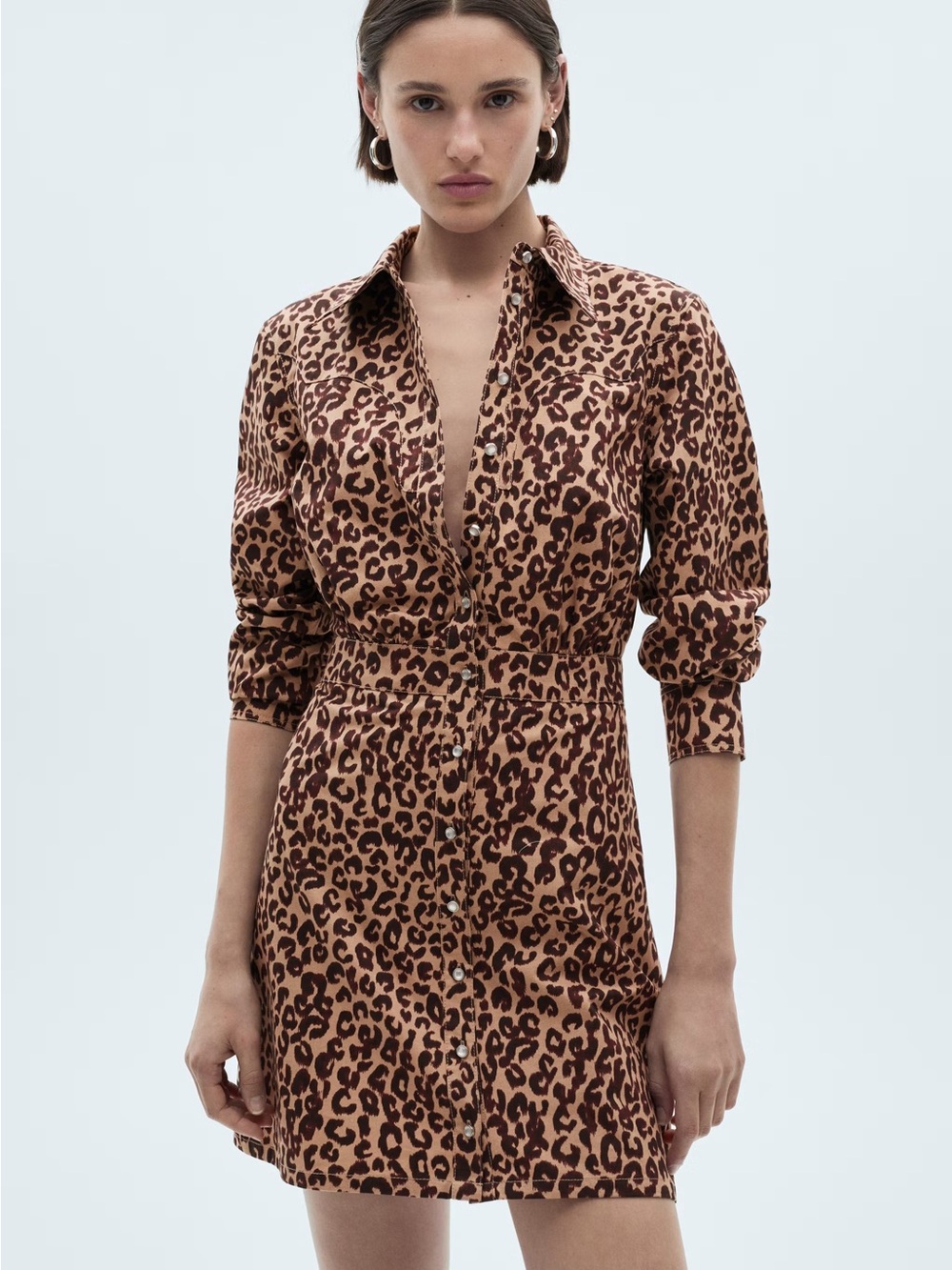 Mango Leopard Print Button-FrontDress